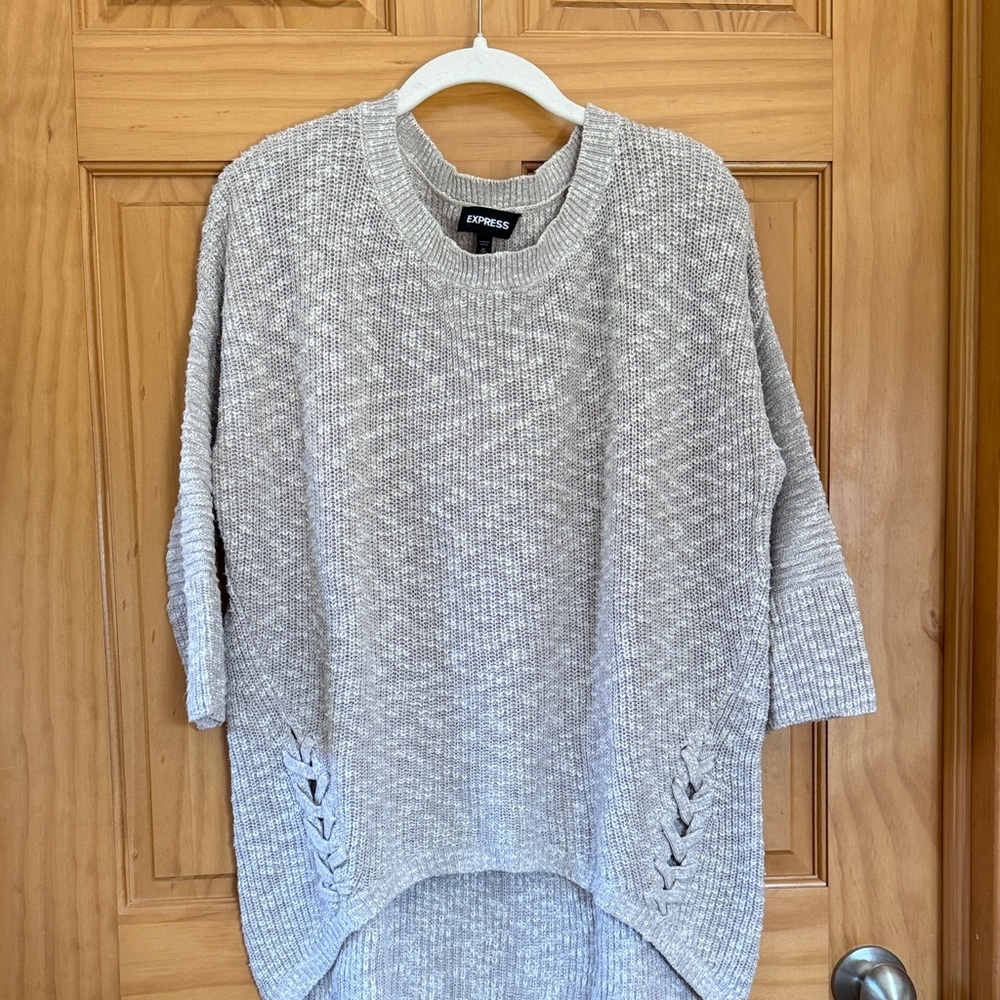 Express Light Gray Women's Crew Neck Sweater